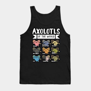 Axolotls Of The World Salamander Cute Frog Tank Top